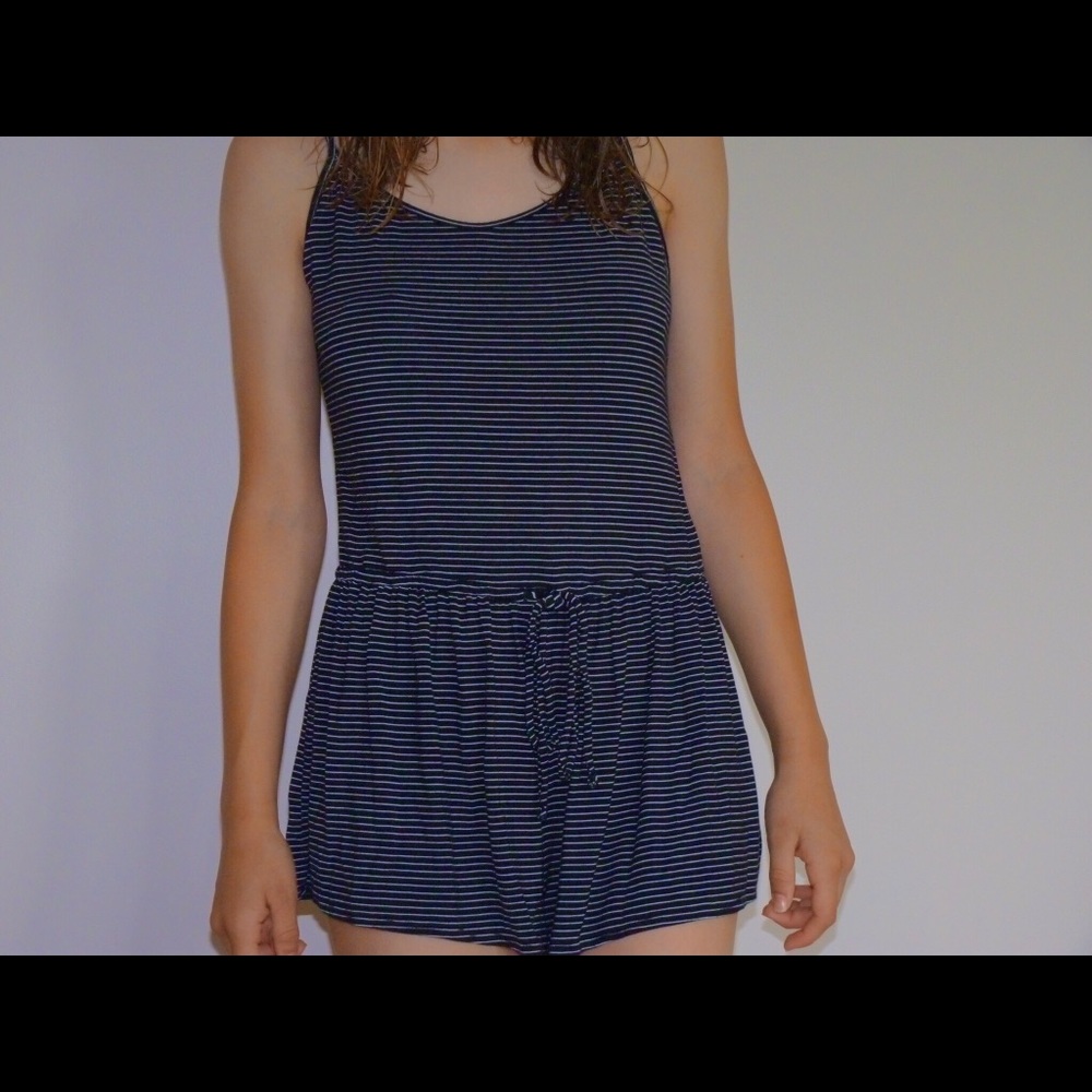white and black striped romper